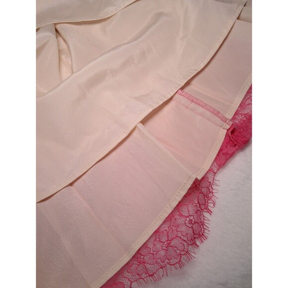 NEW J.Crew Lace Overlay A-line Skirt Contrast Beige Lined Pockets Size 00 Pink - Picture 6 of 10
